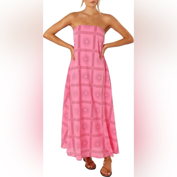Petal & Pup Dresses & Skirts - NWT Petal & Pup Pink Soph Strapless Geometric Maxi Dress Size Medium M